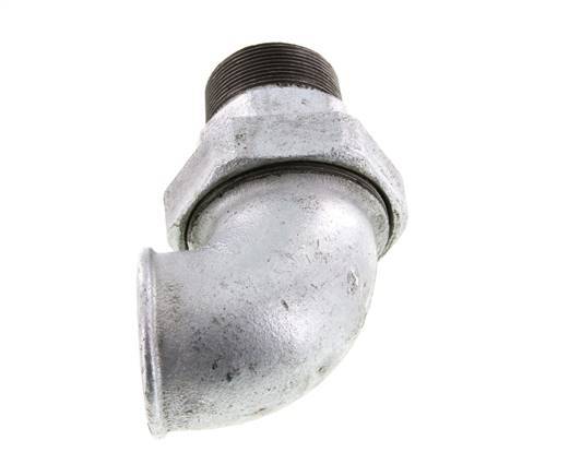 Conector acodado de 90 grados 2'' macho R x hembra Rp hierro fundido junta cónica 25bar (351.25psi)