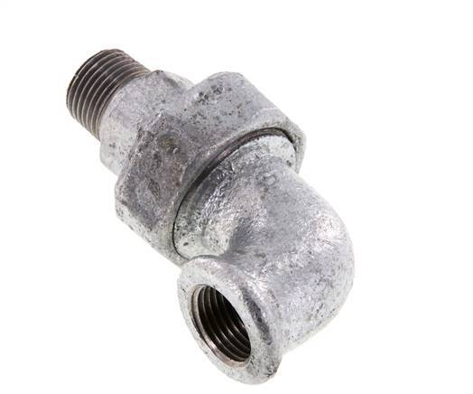 Conector acodado 90deg 1/2'' Macho R x Hembra Rp Hierro fundido Sello cónico 25bar (351.25psi)