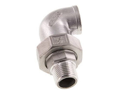 Conector acodado 90deg 1/2'' Macho R x Hembra Rp Junta cónica de acero inoxidable 16bar (224.8psi)