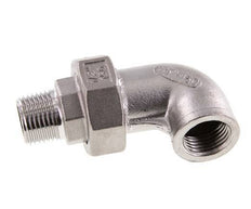 Conector acodado 90deg 1/2'' Macho R x Hembra Rp Junta cónica de acero inoxidable 16bar (224.8psi)