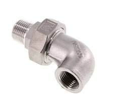 Conector acodado 90deg 1/2'' Macho R x Hembra Rp Junta cónica de acero inoxidable 16bar (224.8psi)