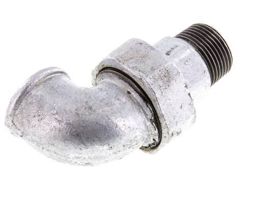 Conector acodado de 90 grados 1'' macho R x hembra Rp hierro fundido junta cónica 25bar (351.25psi)