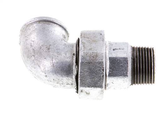 Conector acodado de 90 grados 1'' macho R x hembra Rp hierro fundido junta cónica 25bar (351.25psi)