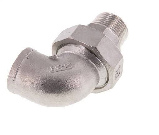 Conector en ángulo de 90 grados 3/4'' macho R x hembra Rp Acero inoxidable Junta cónica 16bar (224.8psi)