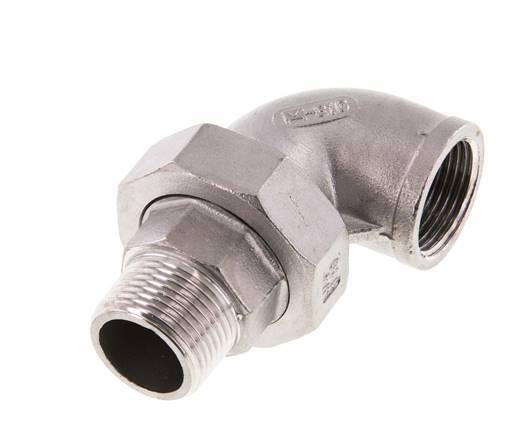 Conector en ángulo de 90 grados 3/4'' macho R x hembra Rp Acero inoxidable Junta cónica 16bar (224.8psi)