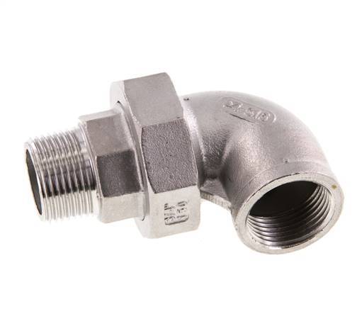 Conector en ángulo de 90 grados 3/4'' macho R x hembra Rp Acero inoxidable Junta cónica 16bar (224.8psi)