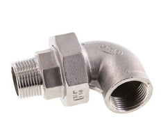 Conector en ángulo de 90 grados 3/4'' macho R x hembra Rp Acero inoxidable Junta cónica 16bar (224.8psi)