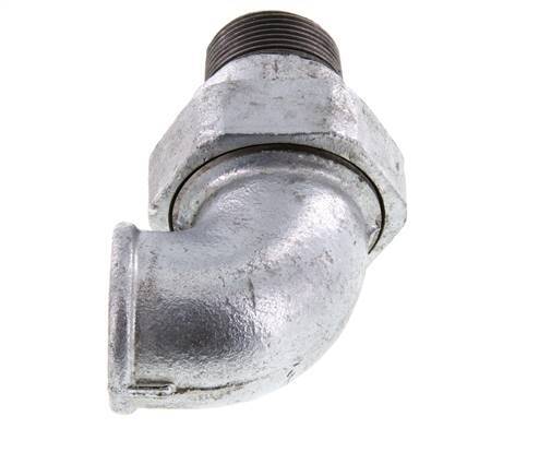 Conector acodado de 90 grados 1 1/4'' macho R x hembra Rp hierro fundido junta cónica 25bar (351.25psi)