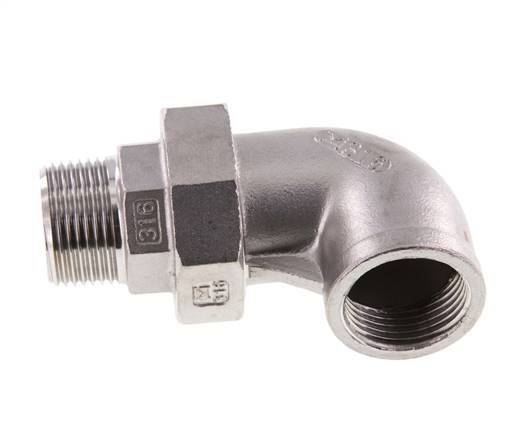 90deg Angled Connector 1'' Male R x Female Rp Stainless Steel Conical Seal 16bar (224.8psi)