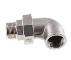90deg Angled Connector 1'' Male R x Female Rp Stainless Steel Conical Seal 16bar (224.8psi)