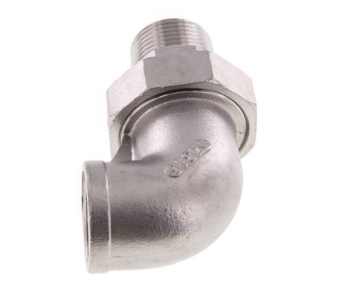 90deg Angled Connector 1'' Male R x Female Rp Stainless Steel Conical Seal 16bar (224.8psi)
