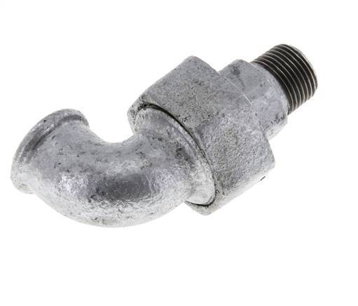 Conector acodado de 90 grados 3/8'' macho R x hembra Rp hierro fundido junta cónica 25bar (351.25psi)