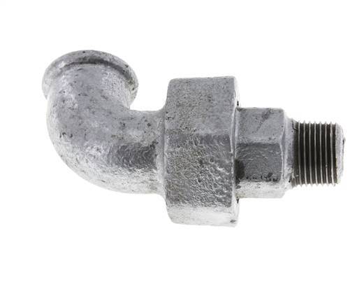 Conector acodado de 90 grados 3/8'' macho R x hembra Rp hierro fundido junta cónica 25bar (351.25psi)