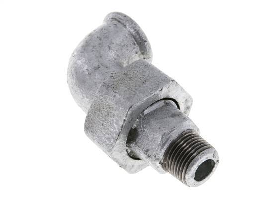 Conector acodado de 90 grados 3/8'' macho R x hembra Rp hierro fundido junta cónica 25bar (351.25psi)