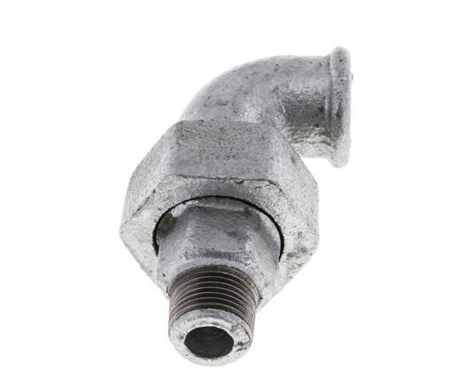Conector acodado de 90 grados 3/8'' macho R x hembra Rp hierro fundido junta cónica 25bar (351.25psi)