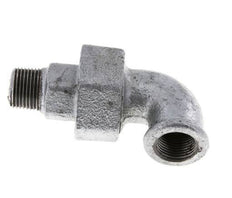 Conector acodado de 90 grados 3/8'' macho R x hembra Rp hierro fundido junta cónica 25bar (351.25psi)