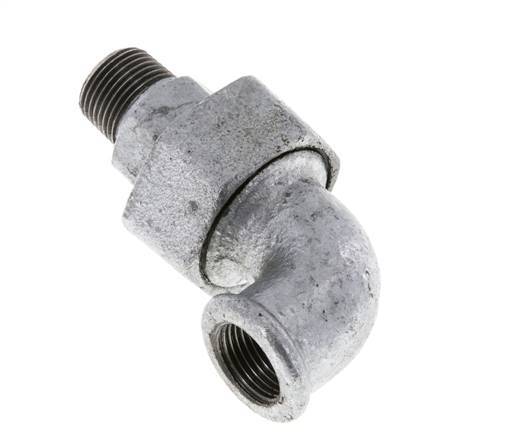 Conector acodado de 90 grados 3/8'' macho R x hembra Rp hierro fundido junta cónica 25bar (351.25psi)