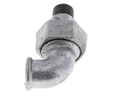 Conector acodado de 90 grados 3/8'' macho R x hembra Rp hierro fundido junta cónica 25bar (351.25psi)