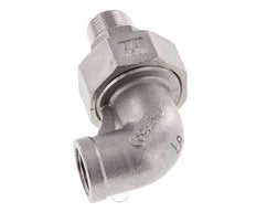 Racor de unión acodado 90deg 3/8'' Macho R x Hembra Rp Acero inoxidable Junta plana PTFE 16bar (224.8psi)
