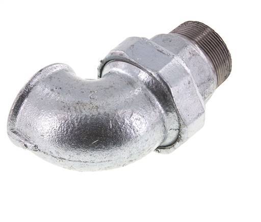 Racor de unión acodado 90deg 2'' macho R x hembra Rp hierro fundido junta plana centellen 25bar (351.25psi)