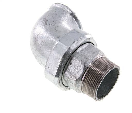 Racor de unión acodado 90deg 2'' macho R x hembra Rp hierro fundido junta plana centellen 25bar (351.25psi)