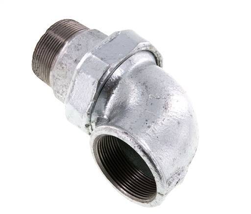 Racor de unión acodado 90deg 2'' macho R x hembra Rp hierro fundido junta plana centellen 25bar (351.25psi)