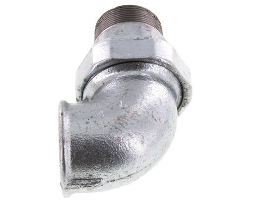 Racor de unión acodado 90deg 2'' macho R x hembra Rp hierro fundido junta plana centellen 25bar (351.25psi)