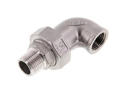 Racor de unión acodado 90deg 1/2'' Macho R x Hembra Rp Acero inoxidable Junta plana PTFE 16bar (224.8psi)