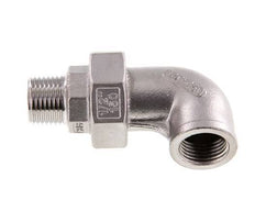 Racor de unión acodado 90deg 1/2'' Macho R x Hembra Rp Acero inoxidable Junta plana PTFE 16bar (224.8psi)