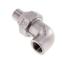 Racor de unión acodado 90deg 1/2'' Macho R x Hembra Rp Acero inoxidable Junta plana PTFE 16bar (224.8psi)
