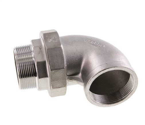 90deg Angled Union Connector 2'' Male R x Female Rp Stainless Steel Flat Seal PTFE 16bar (224.8psi)