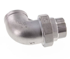 Conector de unión en ángulo de 90 grados 1 1/4'' macho R x hembra Rp Acero inoxidable Junta plana PTFE 16bar (224.8psi)