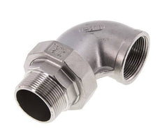Conector de unión en ángulo de 90 grados 1 1/4'' macho R x hembra Rp Acero inoxidable Junta plana PTFE 16bar (224.8psi)
