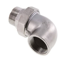 Conector de unión en ángulo de 90 grados 1 1/4'' macho R x hembra Rp Acero inoxidable Junta plana PTFE 16bar (224.8psi)