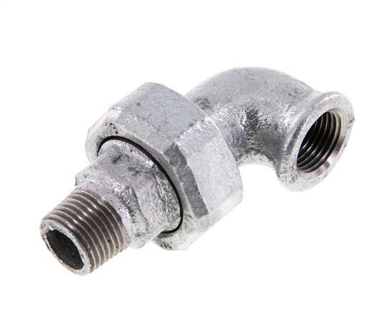 Racor de unión acodado 90deg 1/2'' Macho R x Hembra Rp Hierro Fundido Junta Plana Centellen 25bar (351.25psi)