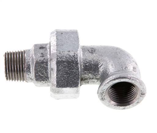 Racor de unión acodado 90deg 1/2'' Macho R x Hembra Rp Hierro Fundido Junta Plana Centellen 25bar (351.25psi)