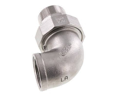 Racor de unión acodado de 90 grados 1 1/2'' macho R x hembra Rp Acero inoxidable Junta plana PTFE 16bar (224.8psi)