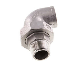 90deg Angled Union Connector 3/4'' Male R x Female Rp Stainless Steel Flat Seal PTFE 16bar (224.8psi)