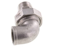 90deg Angled Union Connector 3/4'' Male R x Female Rp Stainless Steel Flat Seal PTFE 16bar (224.8psi)