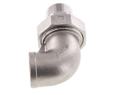 Conector de unión en ángulo de 90 grados 1'' macho R x hembra Rp Acero inoxidable Junta plana PTFE 16bar (224.8psi)