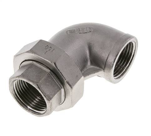 Racor de unión acodado de 90 grados Rp1'' hembra Acero inoxidable Junta plana PTFE 16bar (224.8psi)