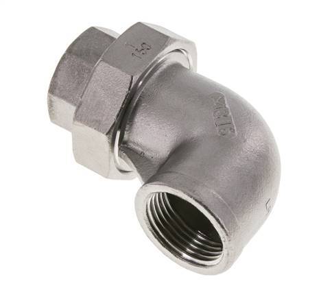 Racor de unión acodado de 90 grados Rp1'' hembra Acero inoxidable Junta plana PTFE 16bar (224.8psi)