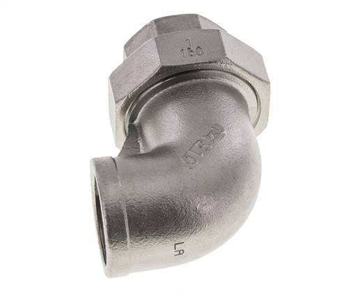 Racor de unión acodado de 90 grados Rp1'' hembra Acero inoxidable Junta plana PTFE 16bar (224.8psi)