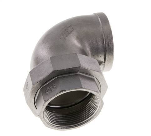 90deg Angled Union Connector Rp2'' Female Stainless Steel Flat Seal PTFE 16bar (224.8psi)