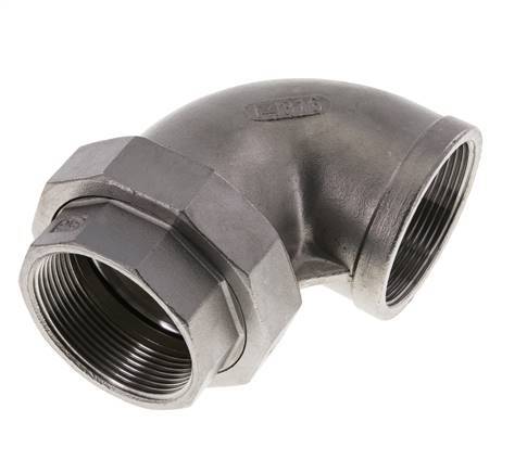 90deg Angled Union Connector Rp2'' Female Stainless Steel Flat Seal PTFE 16bar (224.8psi)