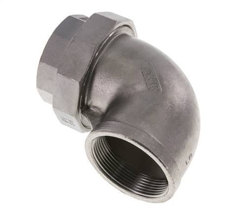 90deg Angled Union Connector Rp2'' Female Stainless Steel Flat Seal PTFE 16bar (224.8psi)
