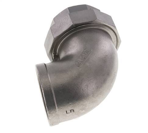 90deg Angled Union Connector Rp2'' Female Stainless Steel Flat Seal PTFE 16bar (224.8psi)