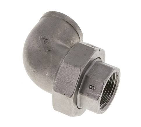 Racor de unión acodado 90deg Rp3/4'' Hembra Acero inoxidable Junta plana PTFE 16bar (224.8psi)