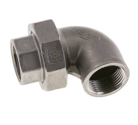 Racor de unión acodado 90deg Rp3/4'' Hembra Acero inoxidable Junta plana PTFE 16bar (224.8psi)