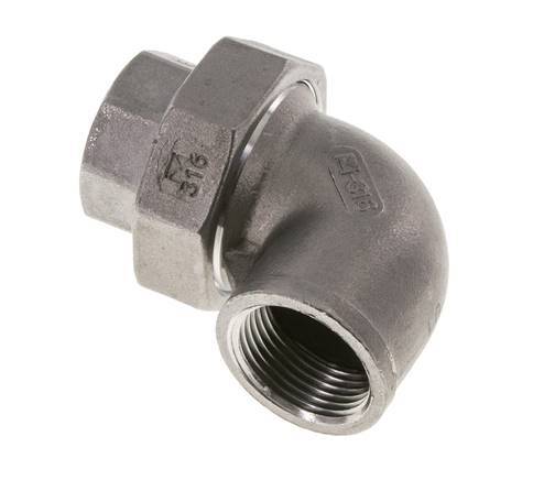 Racor de unión acodado 90deg Rp3/4'' Hembra Acero inoxidable Junta plana PTFE 16bar (224.8psi)